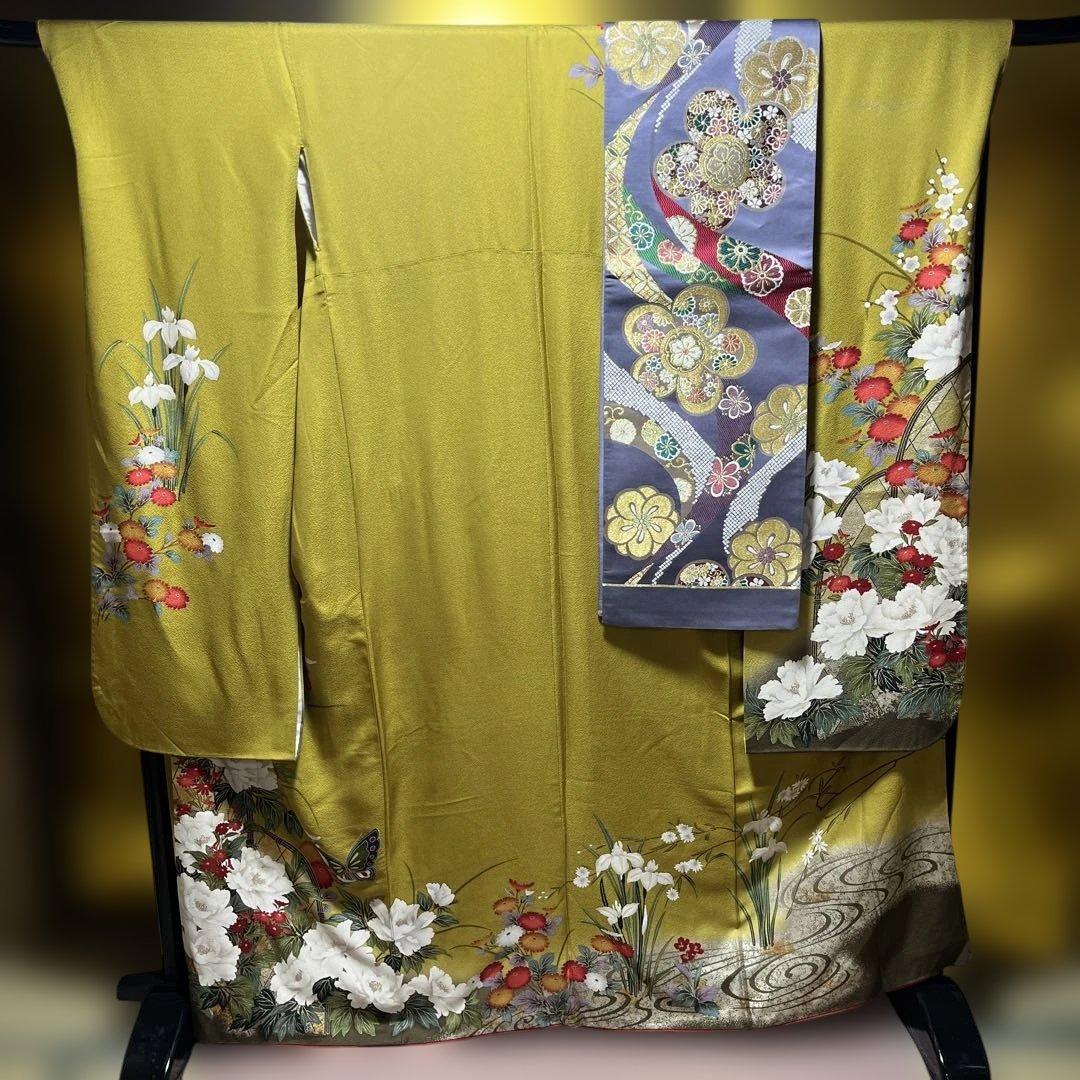 ☆年末特別お値引き☆☆振袖　帯　セット売り　成人式　正絹　からし色