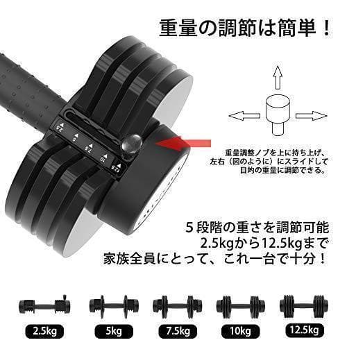 ●ATIVAFIT●可変式ダンベル 2.5kg-12.5kg 5段階簡単重量変更