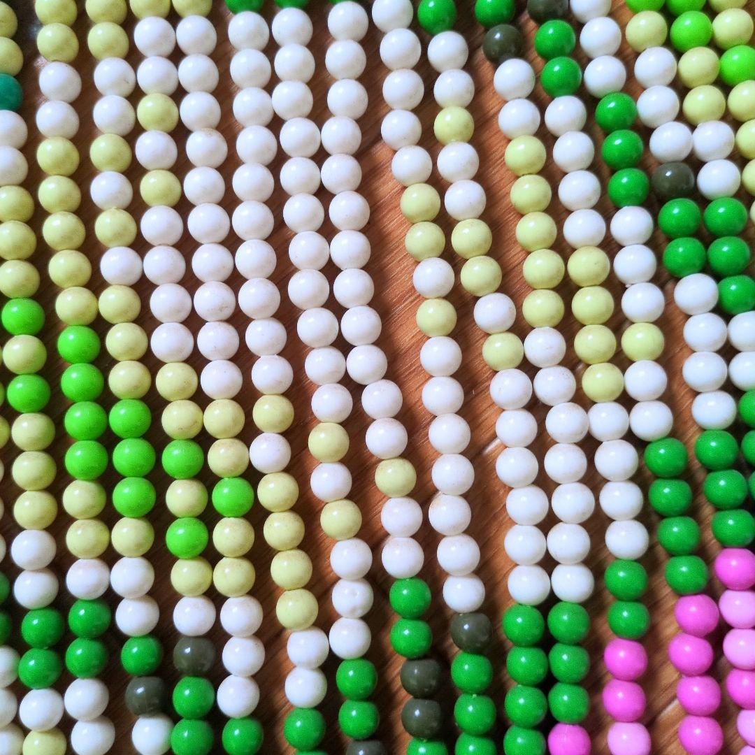 昭和レトロ 珠のれん 珠暖簾 花柄 のれん ハンドメイド レトロポップ 玉のれん