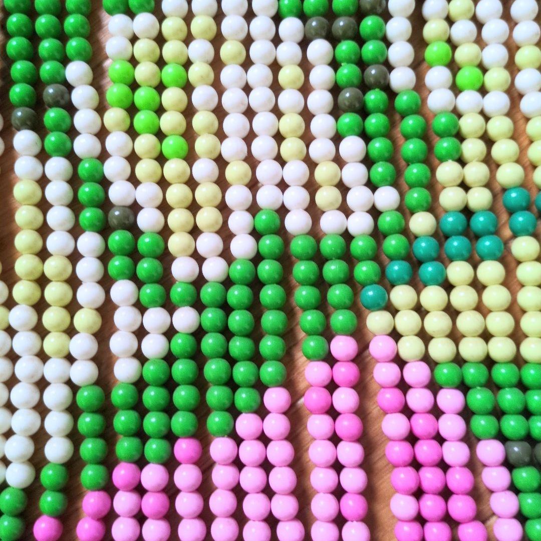 昭和レトロ 珠のれん 珠暖簾 花柄 のれん ハンドメイド レトロポップ 玉のれん