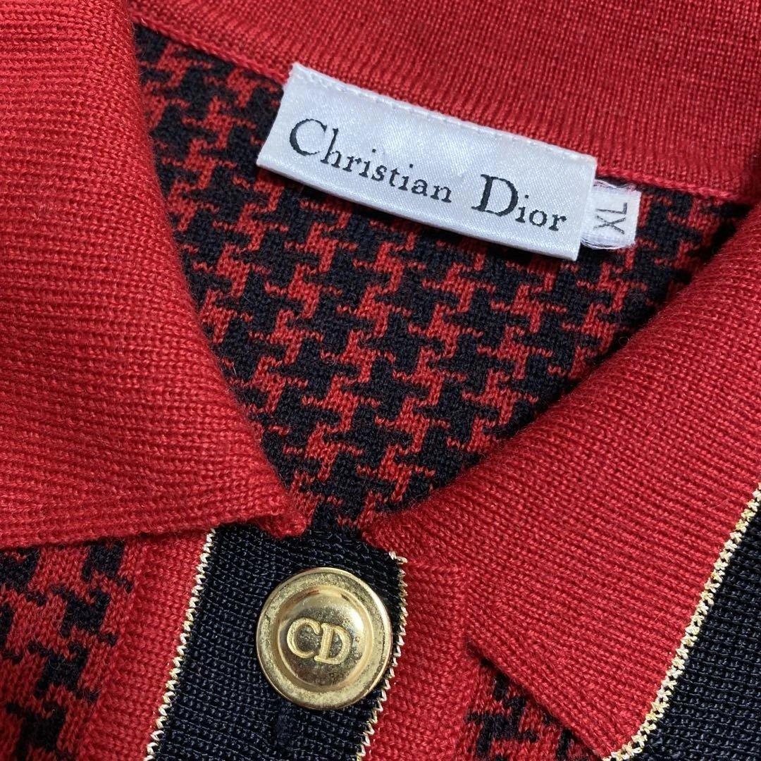 クリスチャン ディオール ハウンドトゥース ポロニット ロゴ金ボタン