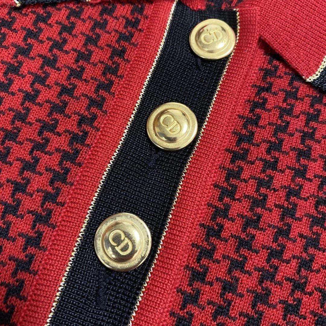 クリスチャン ディオール ハウンドトゥース ポロニット ロゴ金ボタン