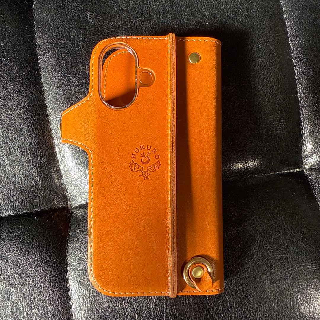 iPhone16 ケース 本革 栃木 レザー 手帳型 アイフォン HUKURO