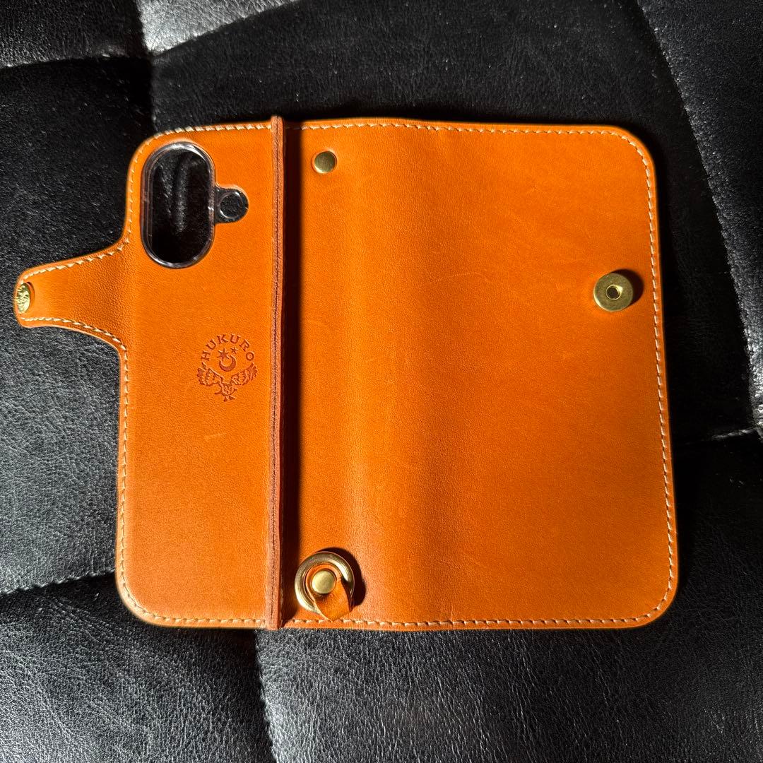 iPhone16 ケース 本革 栃木 レザー 手帳型 アイフォン HUKURO