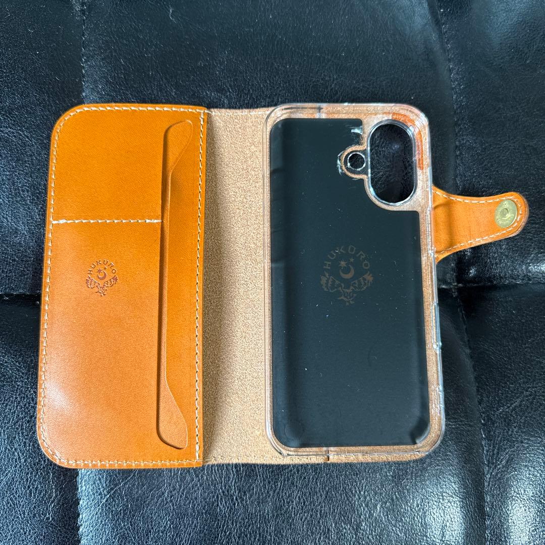 iPhone16 ケース 本革 栃木 レザー 手帳型 アイフォン HUKURO