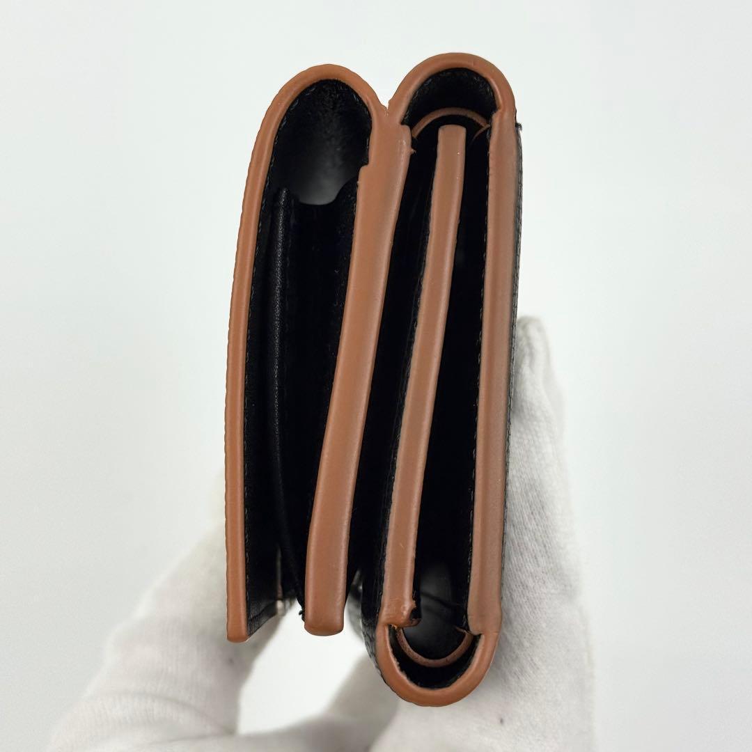 【美品】LOEWE アナグラム トライフォールド レザー ウォレット ブラック