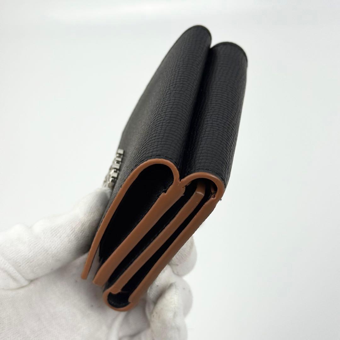 【美品】LOEWE アナグラム トライフォールド レザー ウォレット ブラック