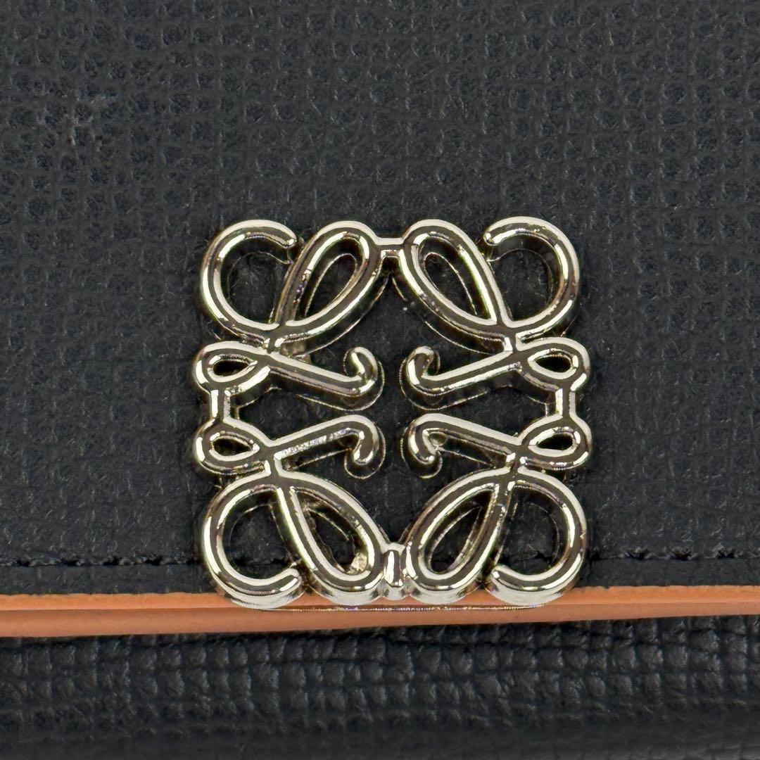 【美品】LOEWE アナグラム トライフォールド レザー ウォレット ブラック