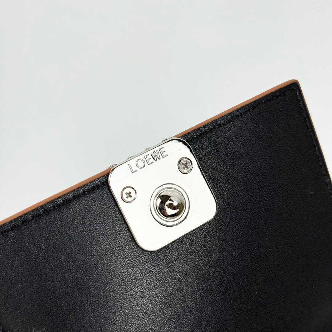 【美品】LOEWE アナグラム トライフォールド レザー ウォレット ブラック