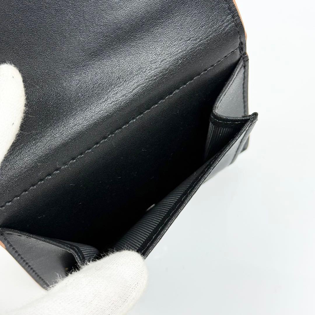 【美品】LOEWE アナグラム トライフォールド レザー ウォレット ブラック