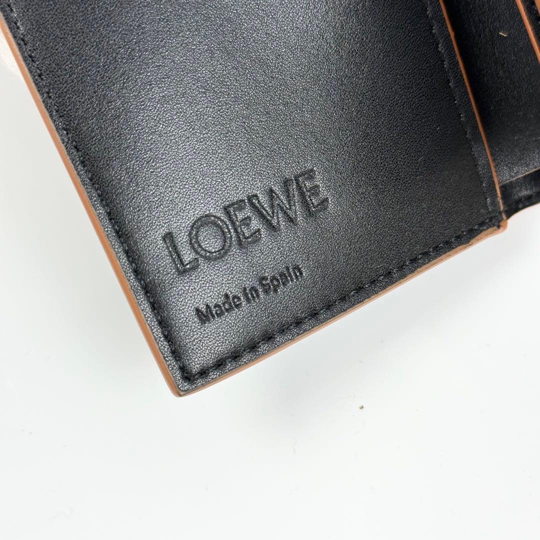 【美品】LOEWE アナグラム トライフォールド レザー ウォレット ブラック