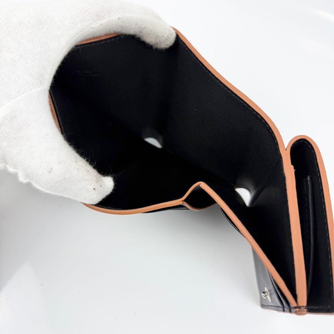 【美品】LOEWE アナグラム トライフォールド レザー ウォレット ブラック