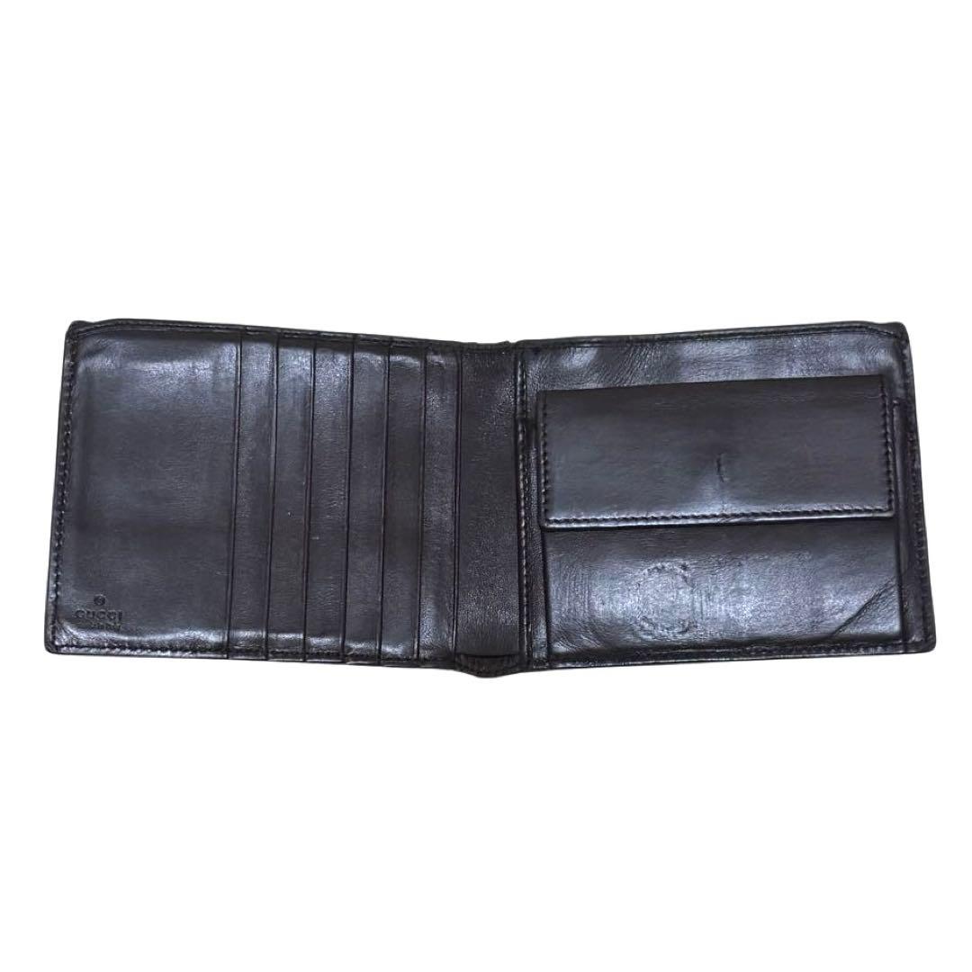 人気　グッチ　折り財布　GGシマ　レザー　ダークブラウン　フラップ　GG柄