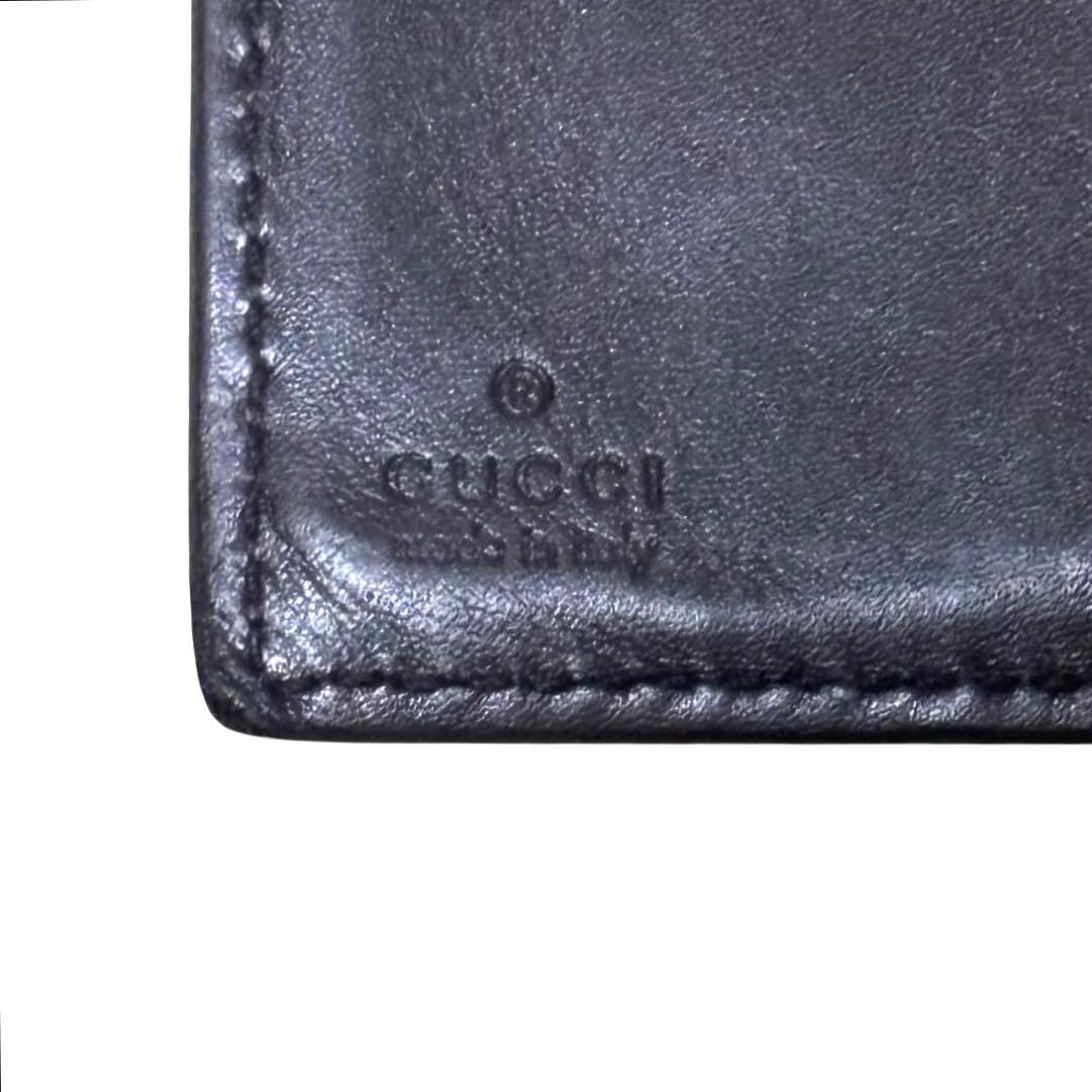 人気　グッチ　折り財布　GGシマ　レザー　ダークブラウン　フラップ　GG柄