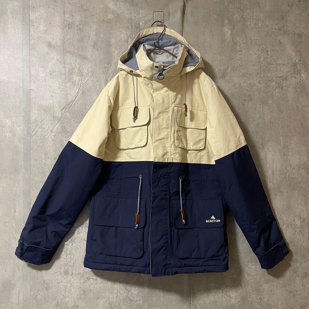 Burtonバートンスキーウェアスノーボードジャケットパーカーフード紺ネイビー白