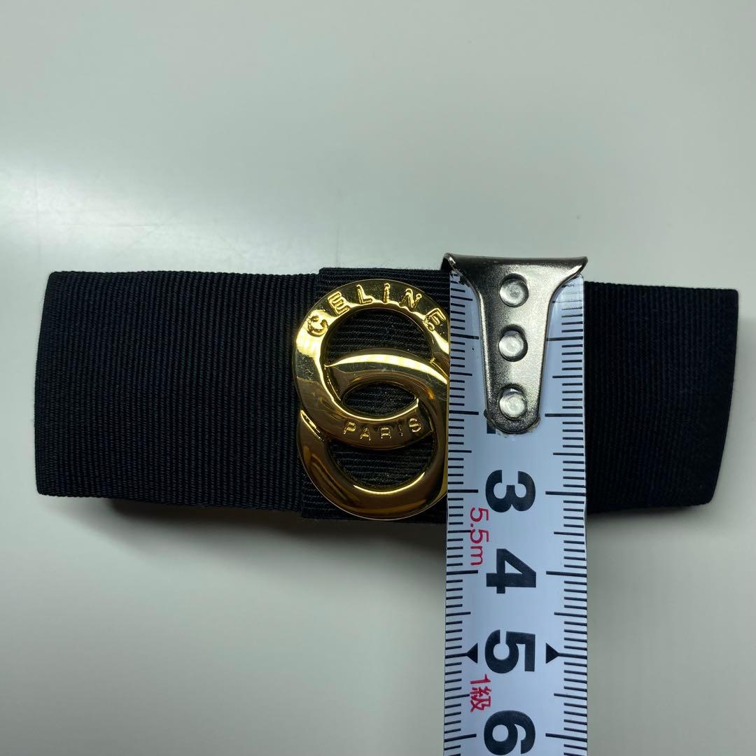 CELINE セリーヌ バレッタ 髪留め ロゴ ブラック ゴールド