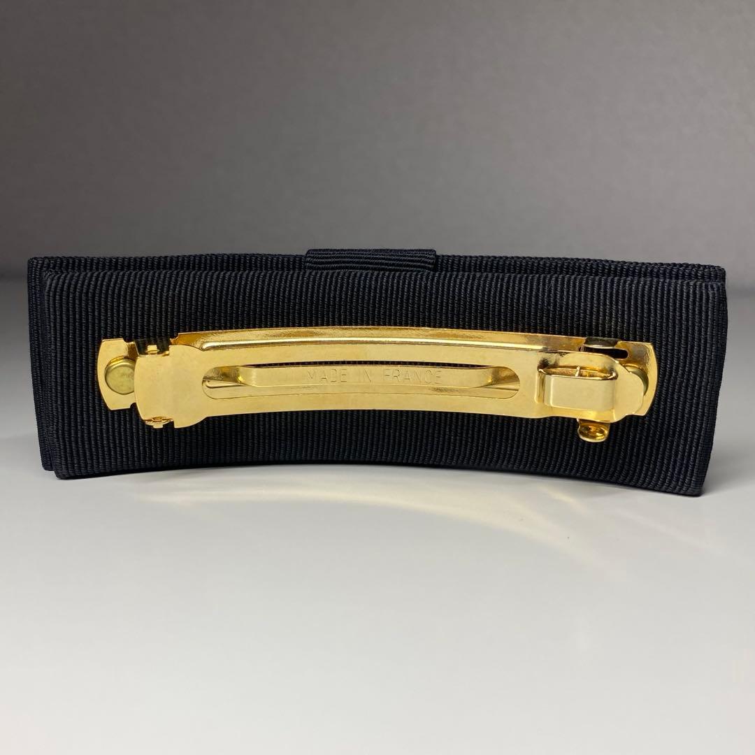 CELINE セリーヌ バレッタ 髪留め ロゴ ブラック ゴールド