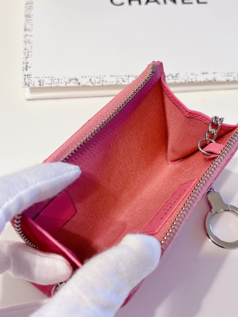CHANEL キーケース シャネル　パース 鍵入れ ピンク ラムスキン