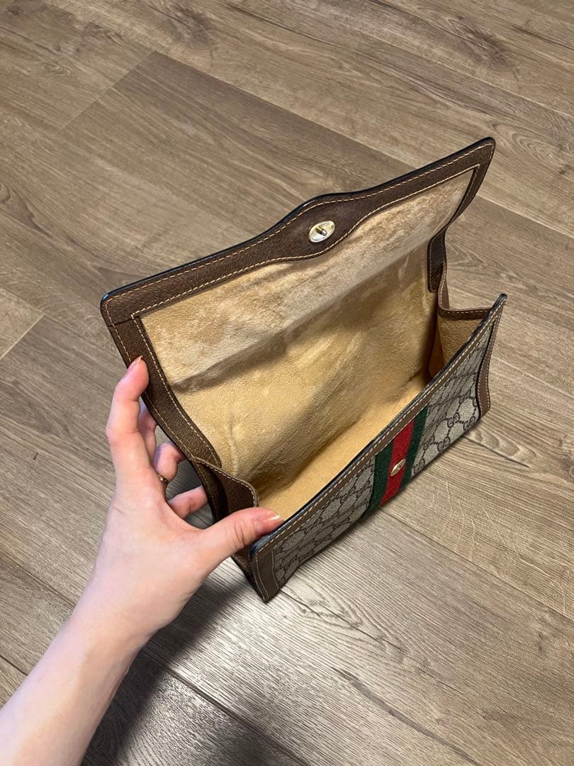 【人気】オールドグッチ　Gucci GGパターン クラッチバッグ