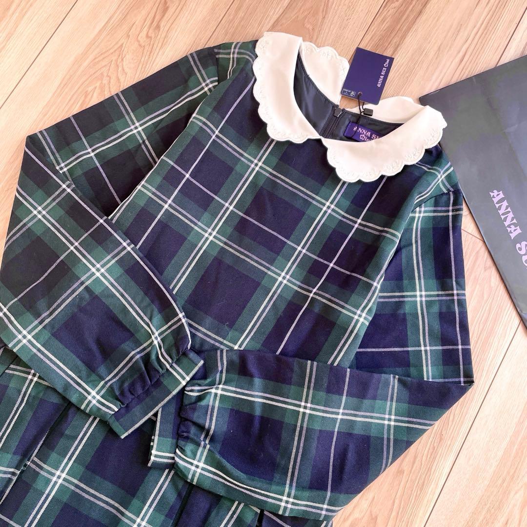 新品　アナスイミニ 150 チェック長袖ワンピース