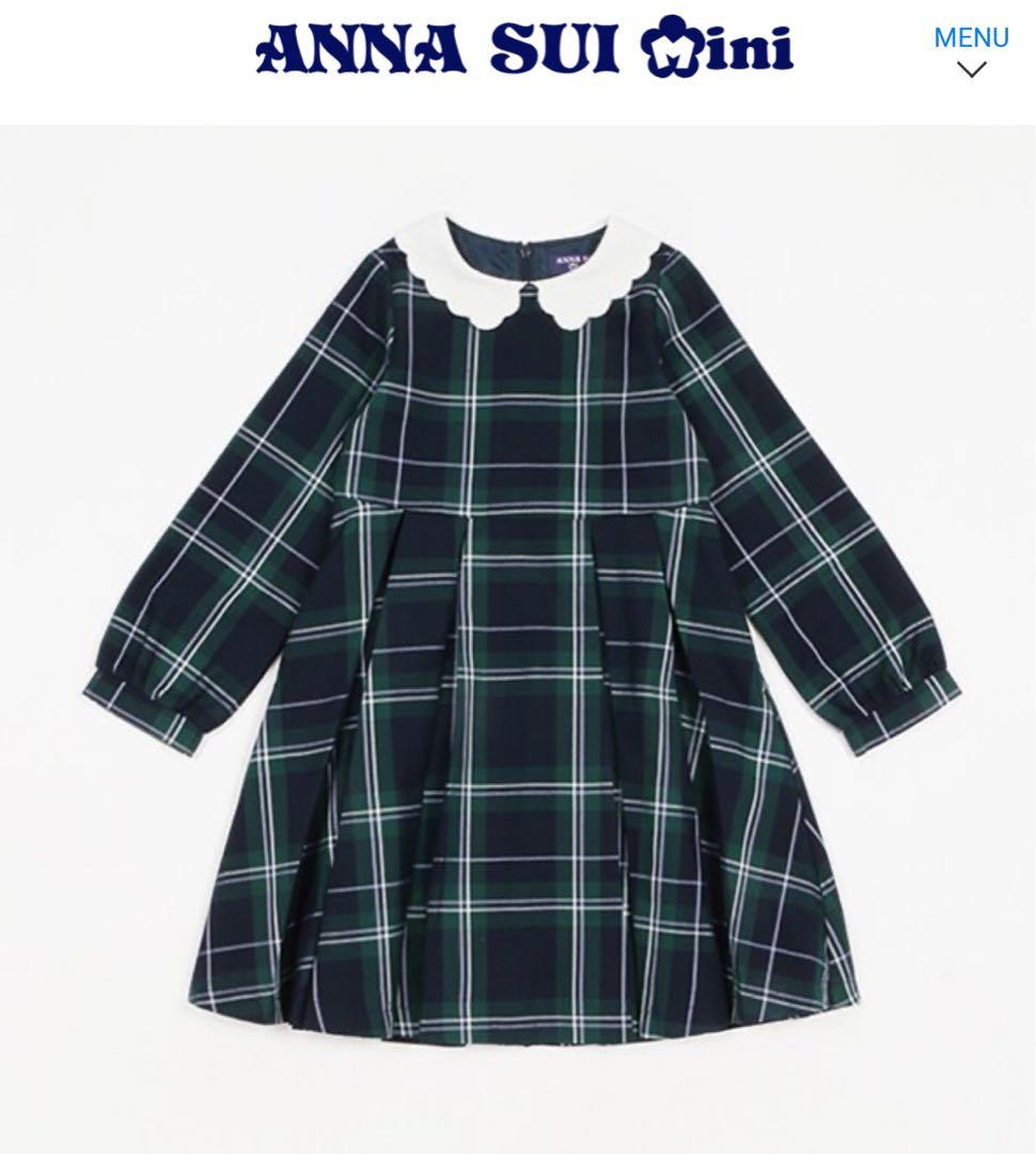 新品　アナスイミニ 150 チェック長袖ワンピース
