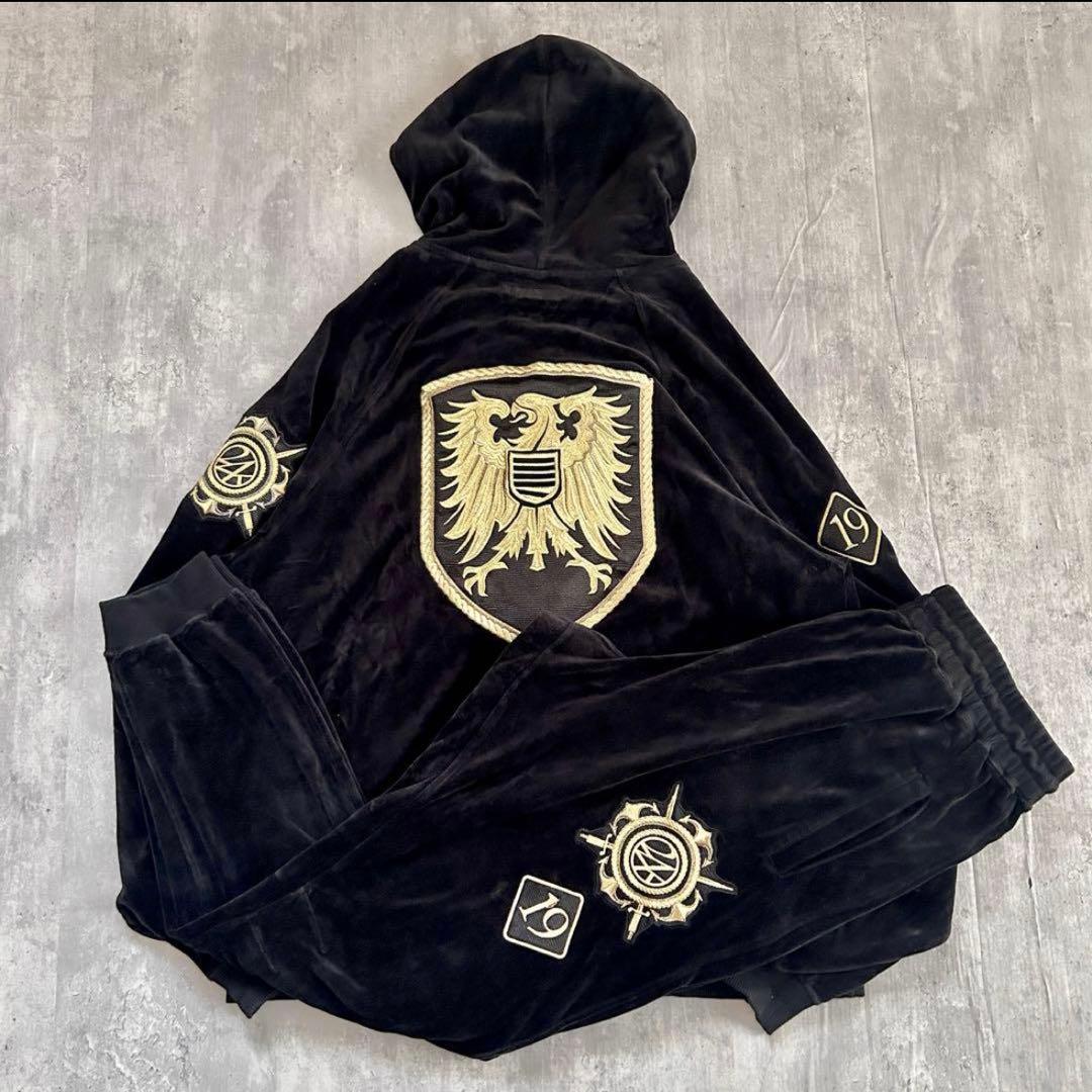 希少　24karats TRIBE OF GOLD ベロア刺繍 セットアップM
