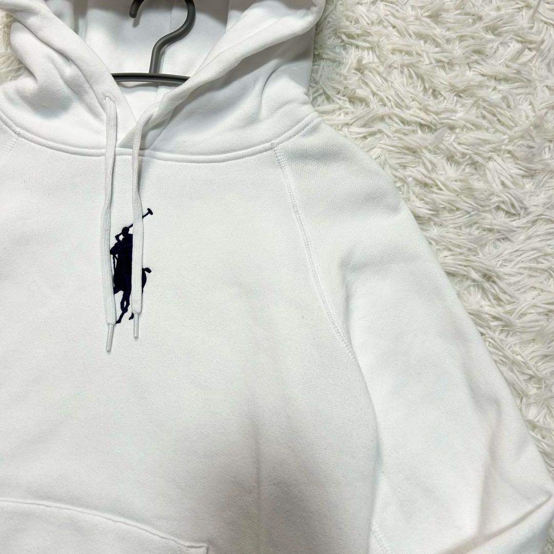美品 現行タグ QR ポロラルフローレン パーカー ビッグポニー 白 ネイビー