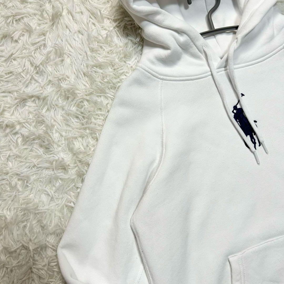 美品 現行タグ QR ポロラルフローレン パーカー ビッグポニー 白 ネイビー
