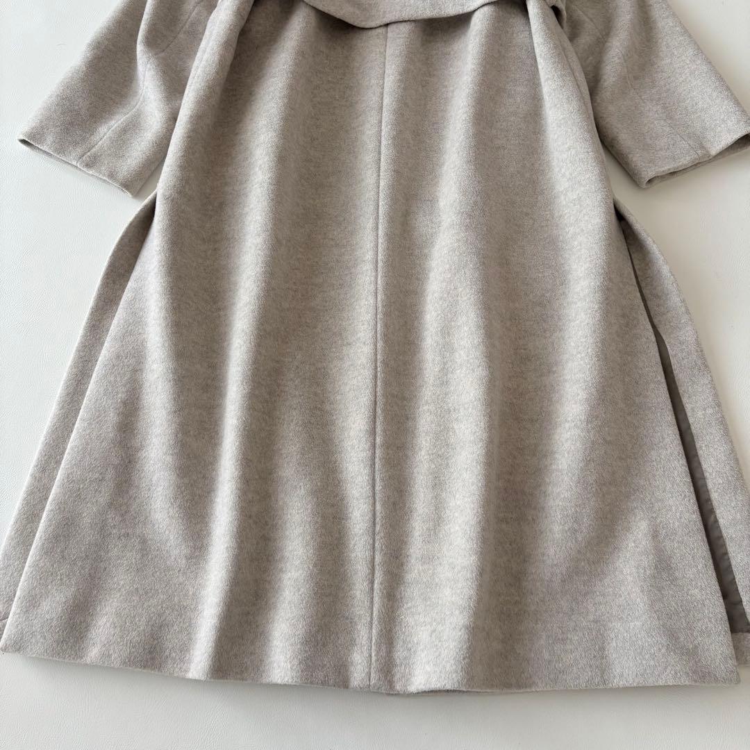 ■IÉNA【定価5.1】ロングスリットノーカラーコートウエストベルト付グレージュ