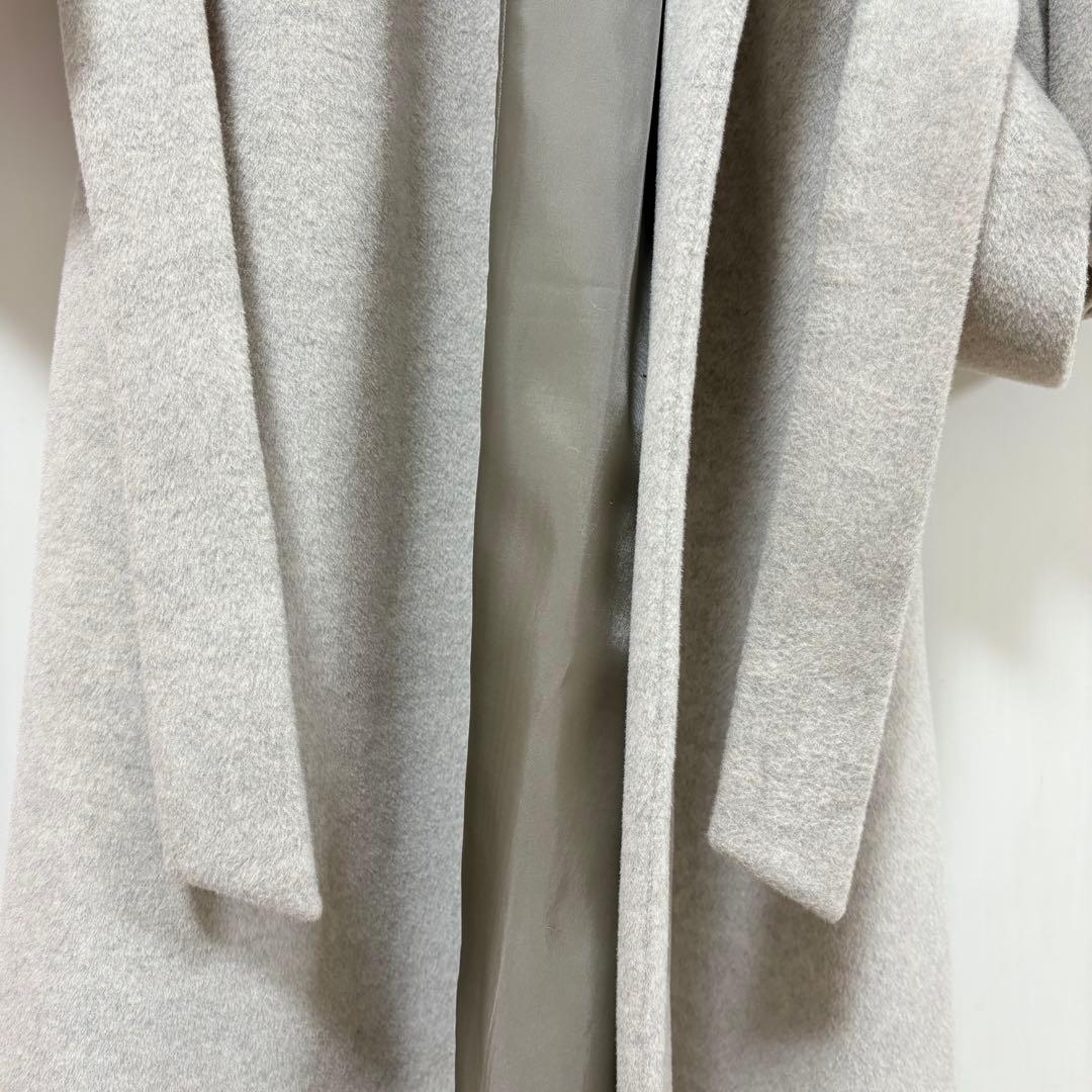 ■IÉNA【定価5.1】ロングスリットノーカラーコートウエストベルト付グレージュ