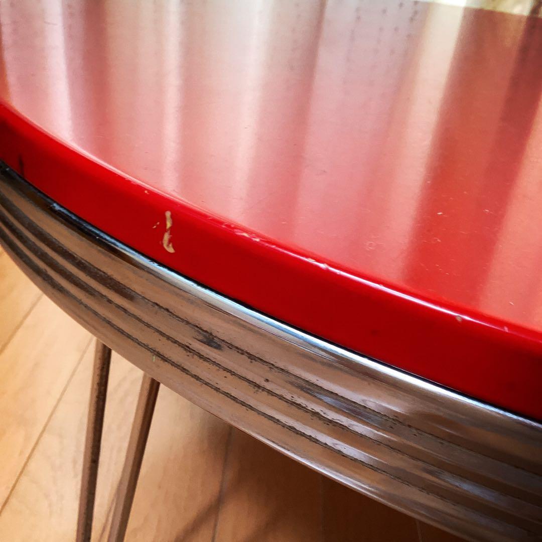 [最終価格]赤ローテーブル　　赤センターテーブル　　丸テーブル赤