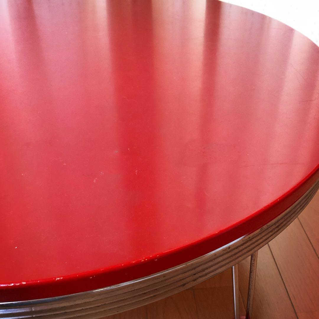 [最終価格]赤ローテーブル　　赤センターテーブル　　丸テーブル赤