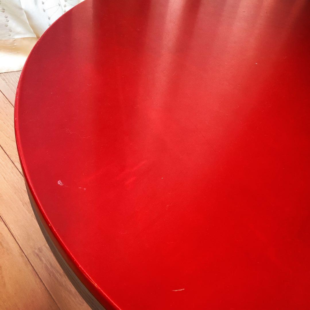 [最終価格]赤ローテーブル　　赤センターテーブル　　丸テーブル赤