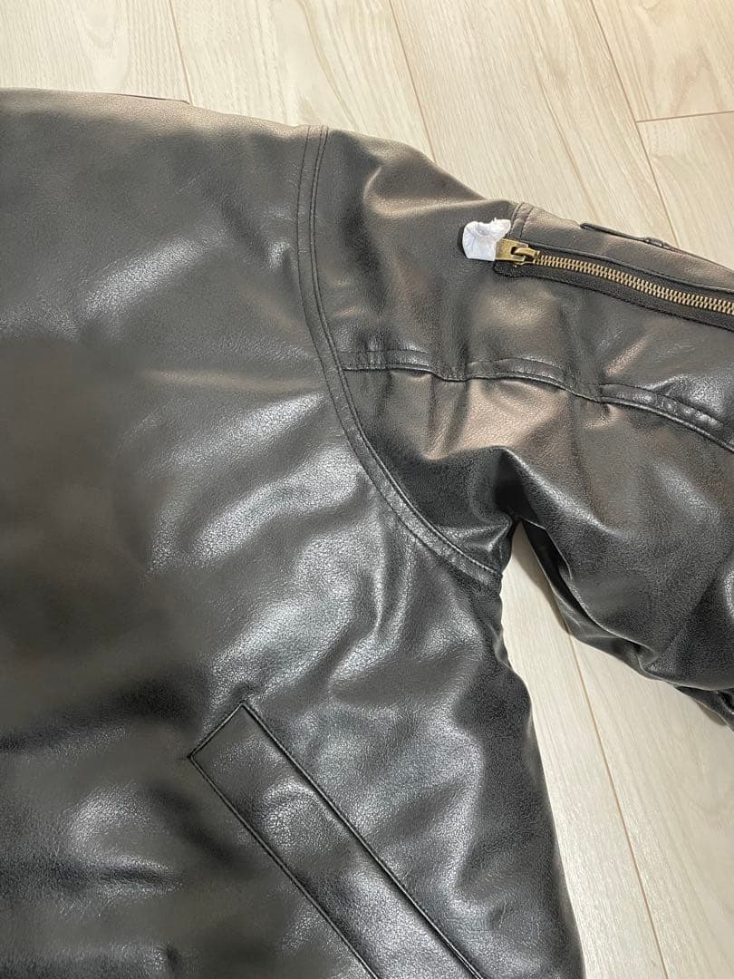 ZARA コントラストフード付きフェイクレザージャケット　Mサイズ