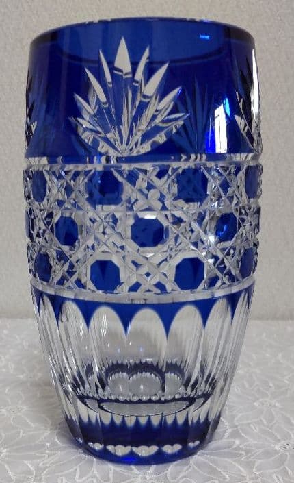 【まお】カガミクリスタル 江戸切子 花瓶