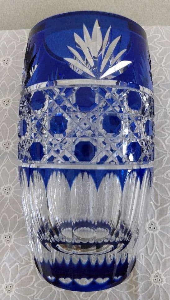 【まお】カガミクリスタル 江戸切子 花瓶