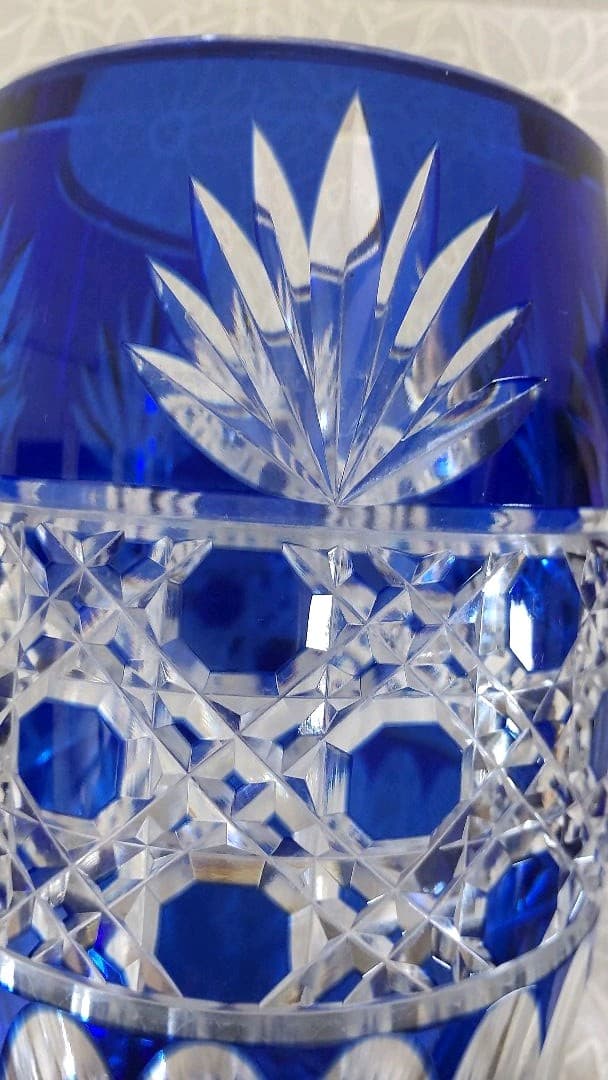 【まお】カガミクリスタル 江戸切子 花瓶