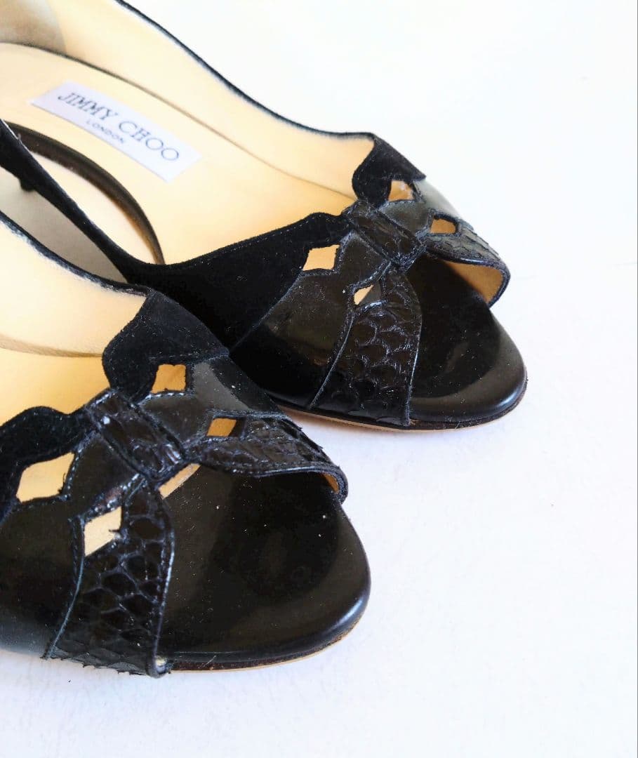 JIMMY CHOO ジミーチュウ ローヒールパンプス オープントゥ 36.5