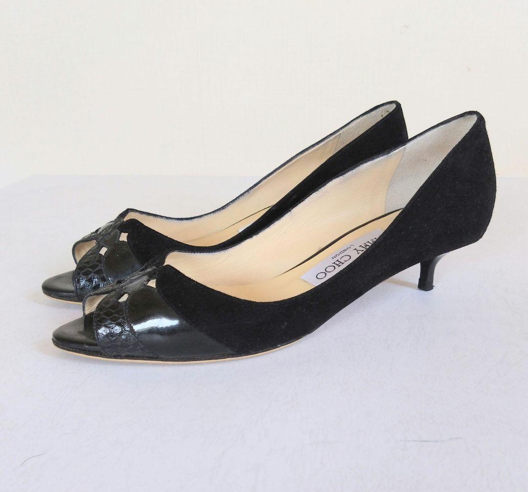 JIMMY CHOO ジミーチュウ ローヒールパンプス オープントゥ 36.5