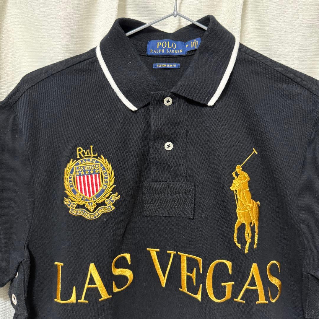 POLO ブラック ポロシャツ LAS VEGAS ビッグポニー M