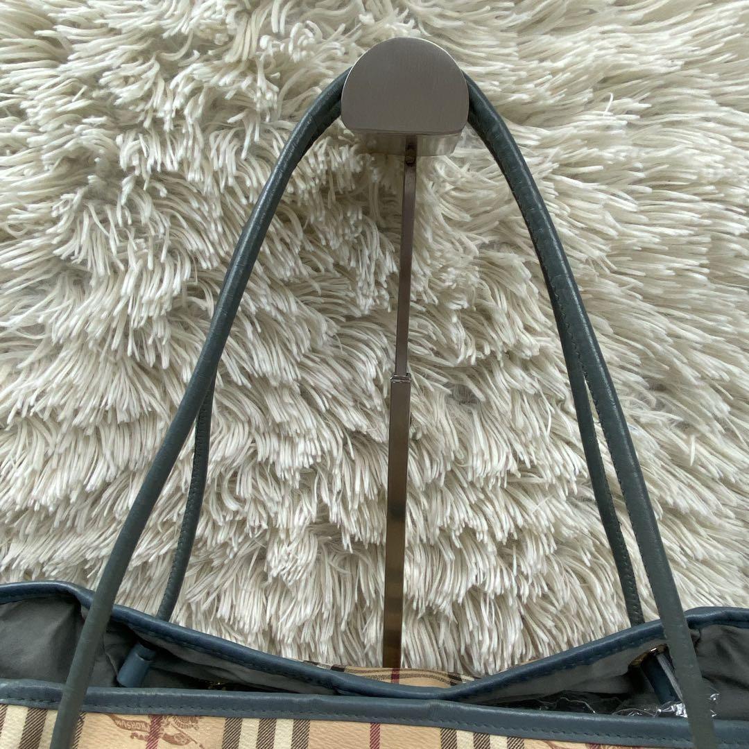 【良品】バーバリー トートバッグ ノバチェック ホース PVC レザーA4可