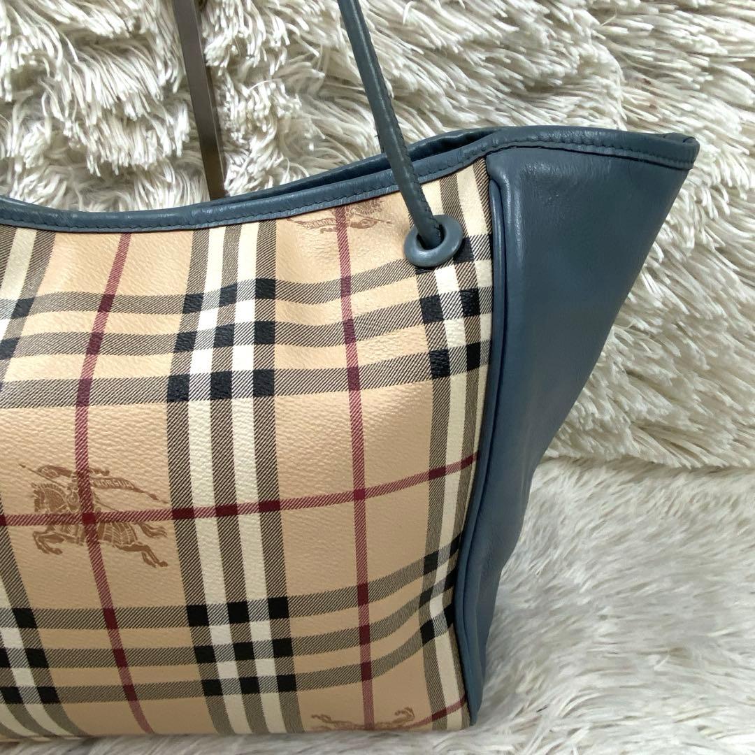 【良品】バーバリー トートバッグ ノバチェック ホース PVC レザーA4可
