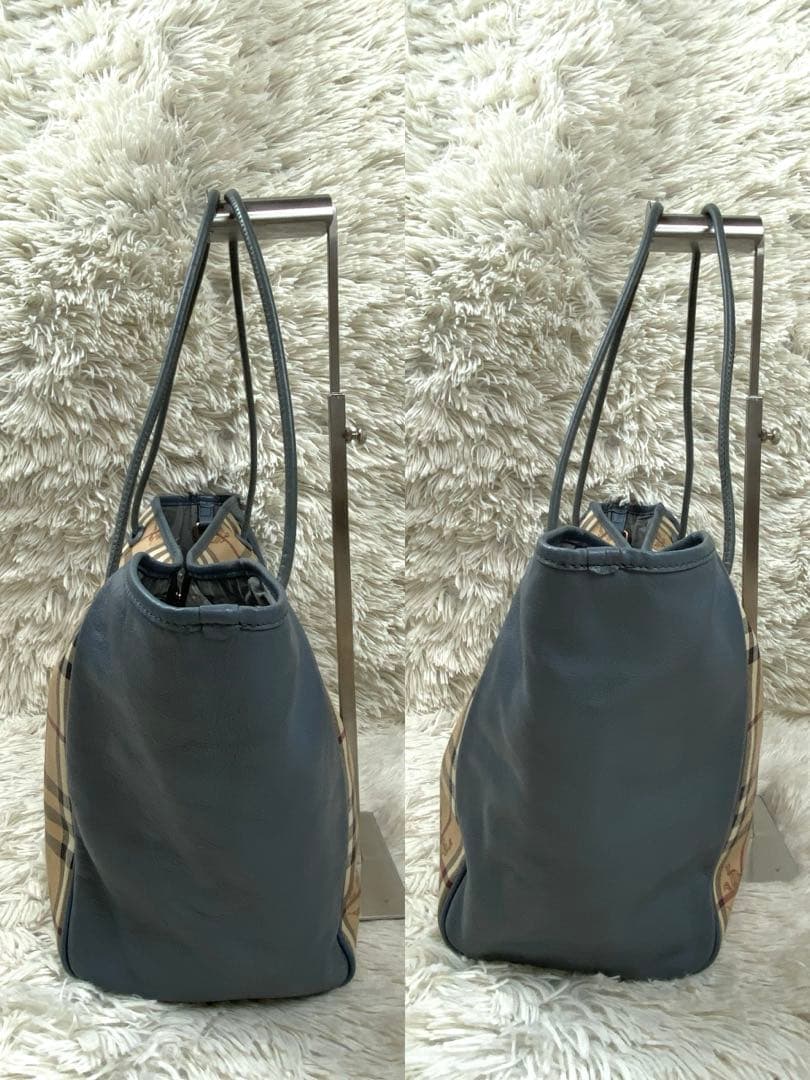【良品】バーバリー トートバッグ ノバチェック ホース PVC レザーA4可