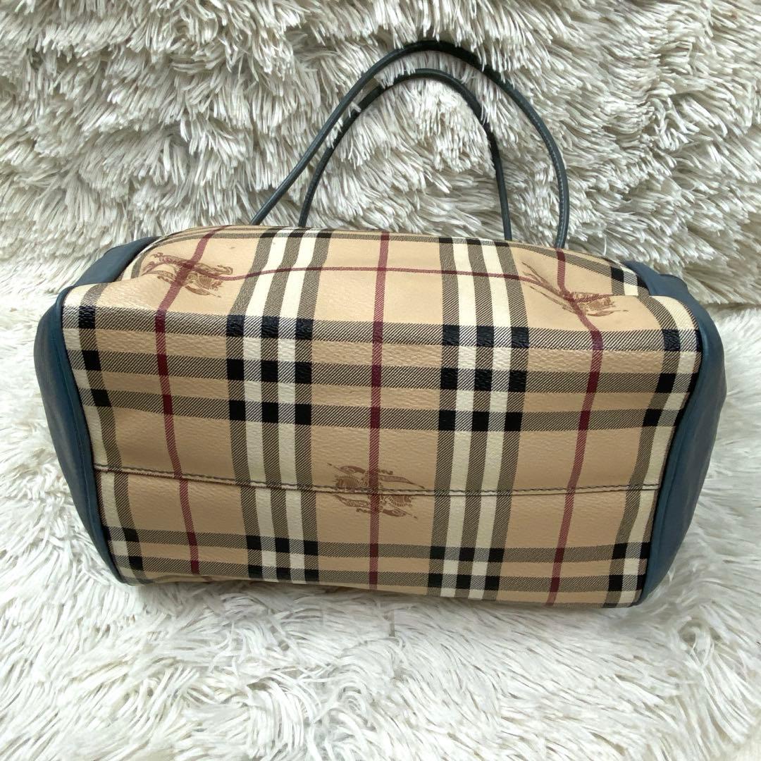 【良品】バーバリー トートバッグ ノバチェック ホース PVC レザーA4可