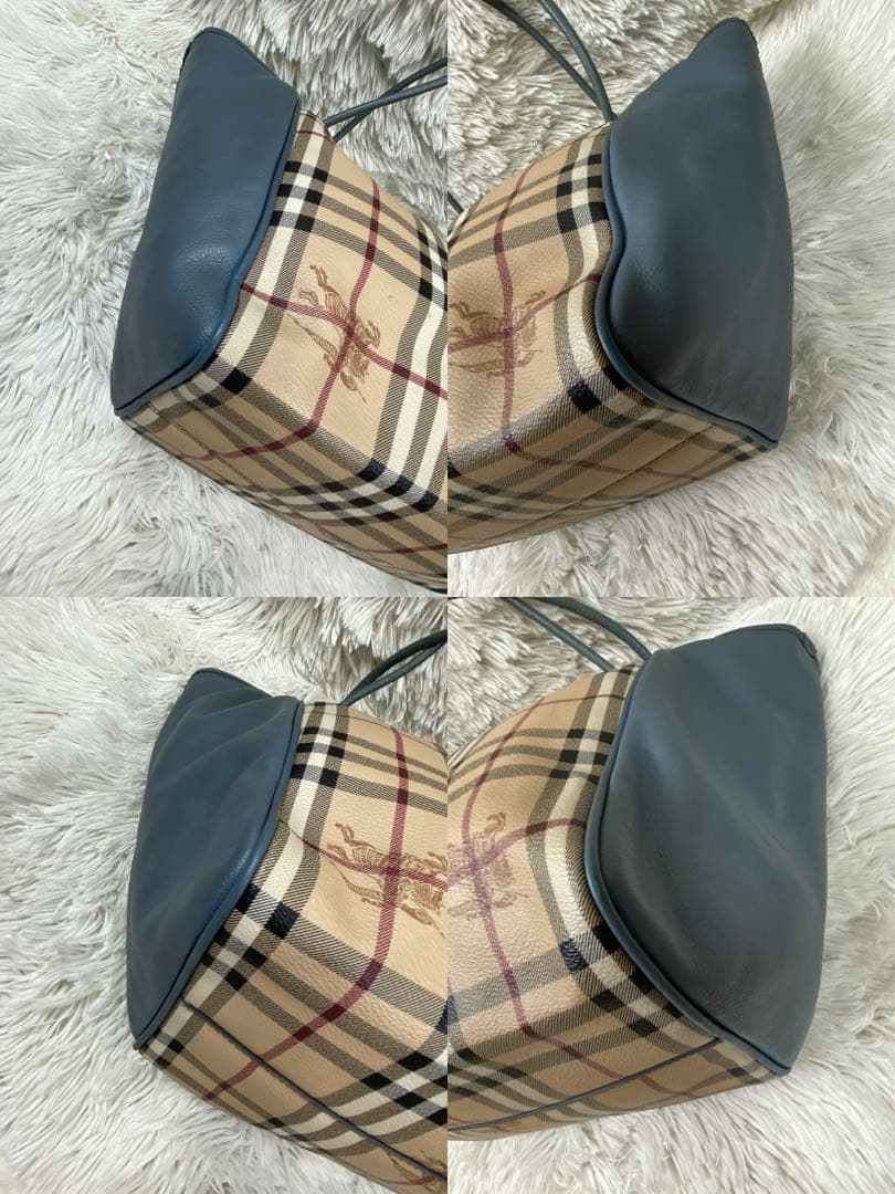 【良品】バーバリー トートバッグ ノバチェック ホース PVC レザーA4可