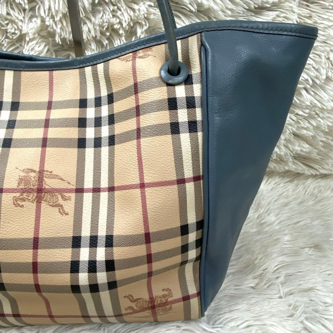 【良品】バーバリー トートバッグ ノバチェック ホース PVC レザーA4可