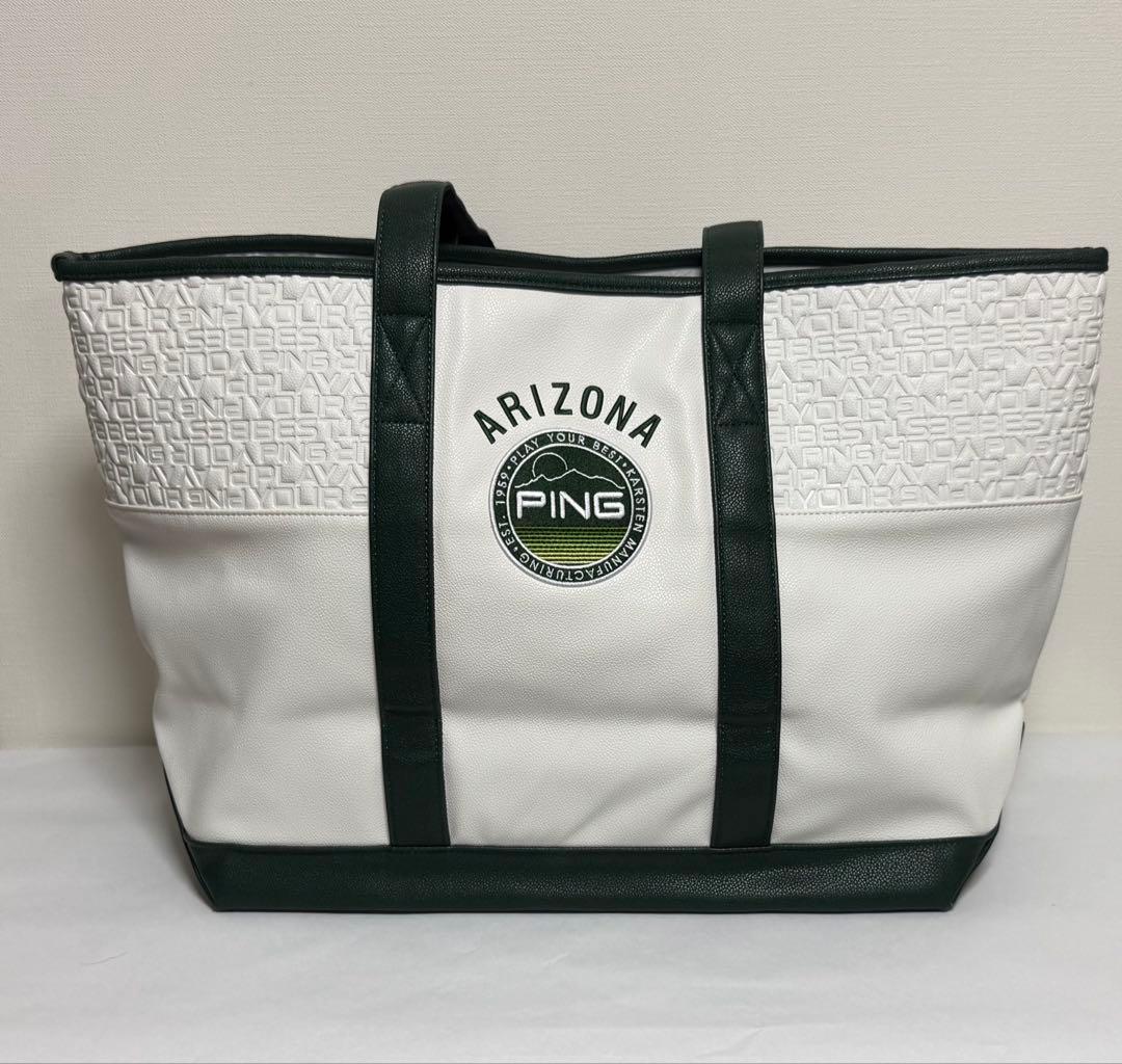 新品 PING GB-N2507 トートバッグ 白×緑