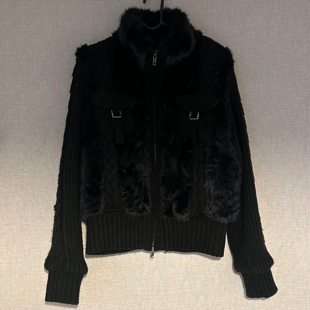 laguagem CABLE KNIT FAUX FUR ブルゾン