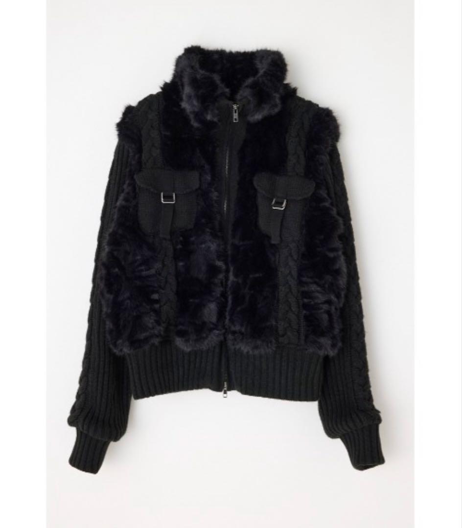 laguagem CABLE KNIT FAUX FUR ブルゾン