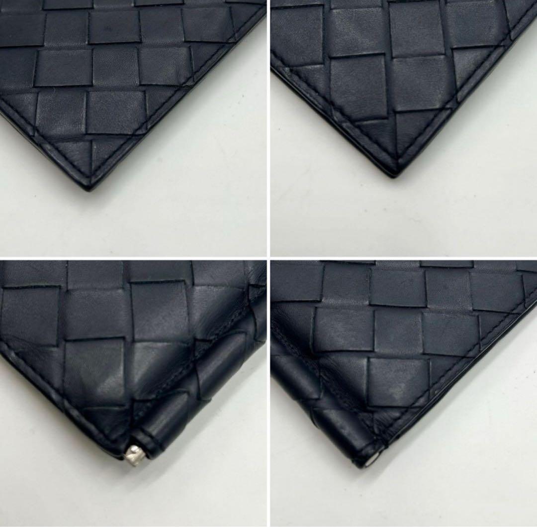 極美品　ボッテガヴェネタ　マキシイントレチャート　マネークリップ　ダークネイビー